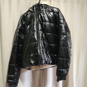 Aerie Shiny Black Puffer Jacket